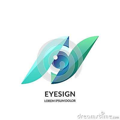 Eye vision logo sign or emblem design template, isolated on white background. Abstract human eyes vector illustration Vector Illustration