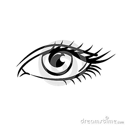 Eye on white background. Woman eye. The eye logo. Eyes art. Human eye, eye close up Vector Illustration