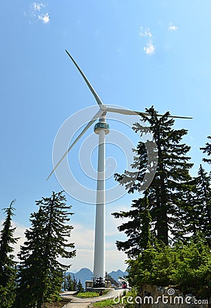 Eye of the Wind, the turbine on Grouse Mountain, Vancouver. Editorial Stock Photo