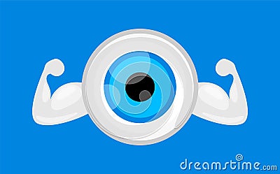 Eyeball blue, strong healthy concept, eye graphic blue for icon, eyeball illustration clip art, eyesight symbol character in good Vector Illustration