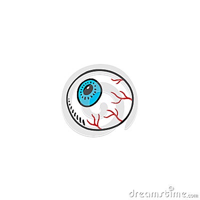 Single eyeball cartoon on white background Stock Photo