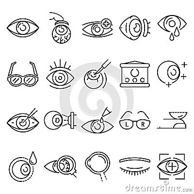 Eyeball icon set, outline style Vector Illustration