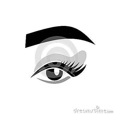 Eyebrow eyelashes logo. makeup - vector illustration in flat style. beauty saloon. eye Cartoon Illustration