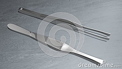 EYEBROW TWEEZERS ON TABLE Stock Photo