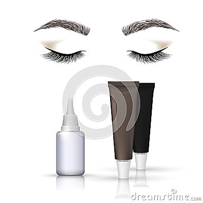 Eyebrows and eyelashes tint. Closed eyes. Cartoon Illustration