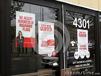 Eyeglass Shop Closed in Washington DC Editorial Stock Photo
