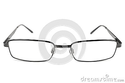 Eyeglasses, Black Men Spectacles, Titanium Frame, Isolated Macro Closeup, Large Detailed Studio Shot Stock Photo
