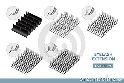 Eyelash Extension Application Tools and Supplies. Volume Artificial Lashes Set. Vector Illustration. Template Vector Illustration