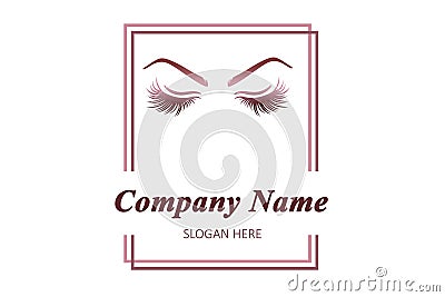 Eyelash extension logo. Tinted makeup. Illustration in modern style. Stock Photo