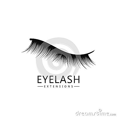 Eyelash logo template, Eyelash extension concept. Lush black lashes on white background for makeup and cosmetic industry Vector Illustration