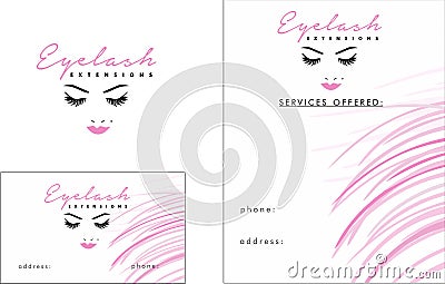 Eyelash modern Logo, Business Card 2 x 3. 5, Flyer 4. 25 x 5. 5 Vector Illustration