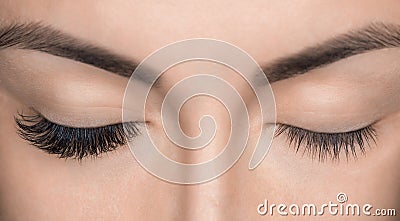 Eyelash removal procedure close up. Beautiful Woman with long lashes in a beauty salon Stock Photo