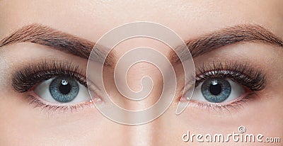 Eyelash removal procedure close up. Beautiful Woman with long lashes in a beauty salon Stock Photo