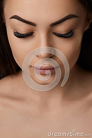 Eyelashes extensions. Fake Eyelashes. Stock Photo