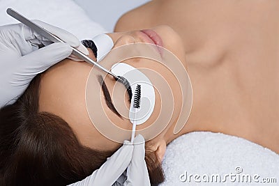 Eyelashes extensions. Fake Eyelashes. Stock Photo