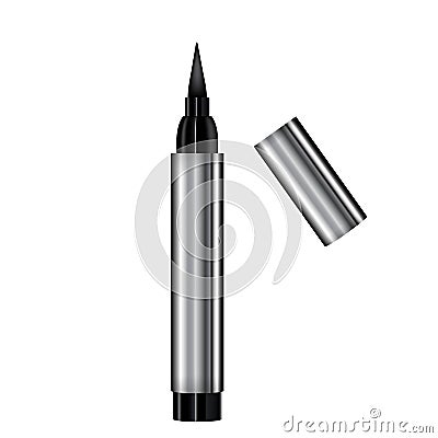 Eyeliner 3d template pencil. Make up realistic pen. Liner. Crayon. Cosmetic Makeup Metallic Eyeliner Pencils Vector Illustration