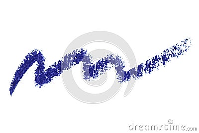 Eyeliner eye contour pencil stroke smear smudge blue color. Eye liner trace stroke isolated on white Stock Photo