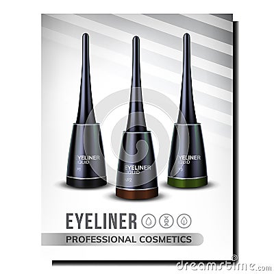 Eyeliner Facial Cosmetics Promo Poster Vector Vector Illustration