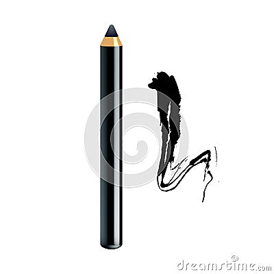 Eyeliner Pencil And Paint Stroke Makeup Set Vector Vector Illustration