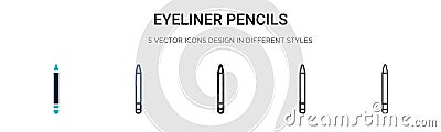 Eyeliner pencils icon in filled, thin line, outline and stroke style. Vector illustration of two colored and black eyeliner Vector Illustration
