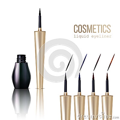 Eyeliner Realistic Set Vector Illustration