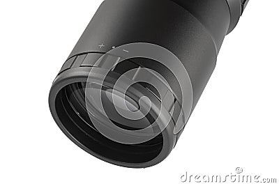 Eyepiece on a riflescope Stock Photo