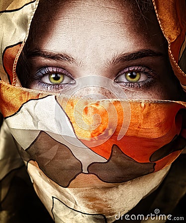 Eyes of beautiful mystery sensual woman Stock Photo