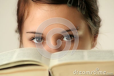Eyes and book Stock Photo