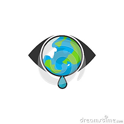 Illustration of the earth that forms eyes and is crying Vector Illustration