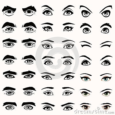 eyes and eyebrows silhouette, Vector Illustration