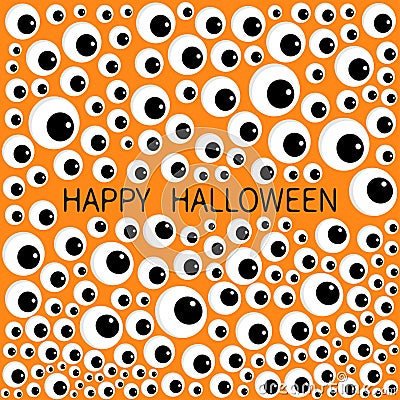 Eyes frame. Eyeball apple set. Happy Halloween baby card. Vector Illustration