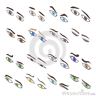 Eyes icons set, isometric style Vector Illustration