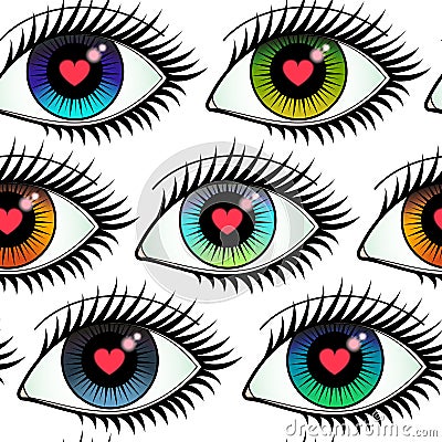 Eyes of Lovers Seamless Pattern Vector Illustration