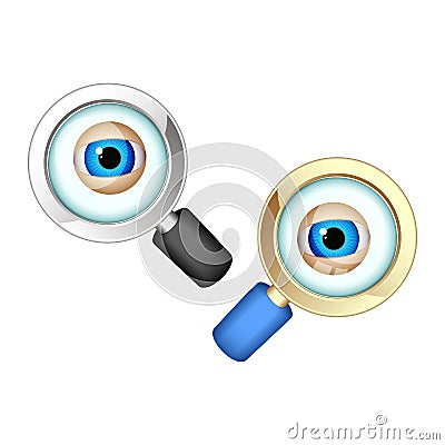 Eyes in magnifying glasses Vector Illustration