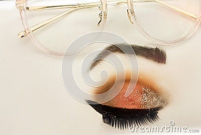 The eyes of a myopic girl Stock Photo