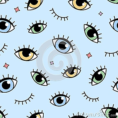 Eyes seamless pattern Vector Illustration