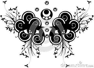 Eyes tattoo isolated in black with leaves Stock Photo