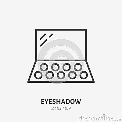 Eyeshadow flat line icon. Makeup beauty care sign, illustration of pallet. Thin linear logo for cosmetics store Vector Illustration