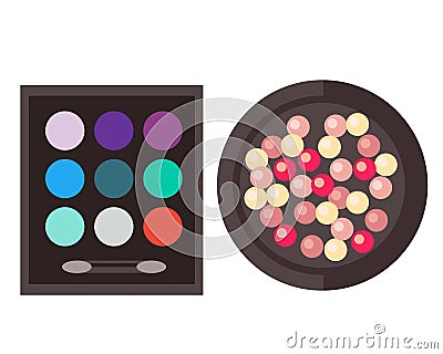 Eyeshadow and rouge isolated vector illustration. Vector Illustration