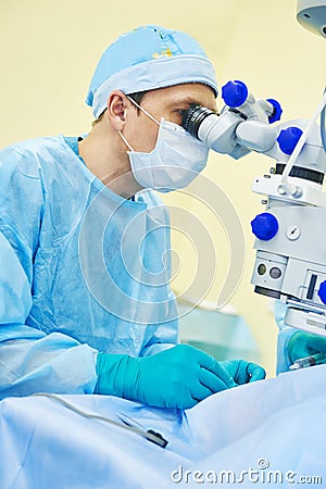 Eyesight correction. surgeon doctor in operation room Stock Photo