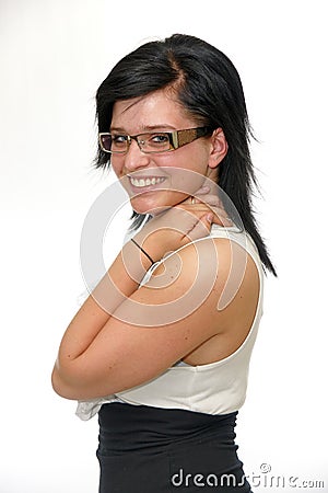 Eyewear glasses young woman happy Stock Photo