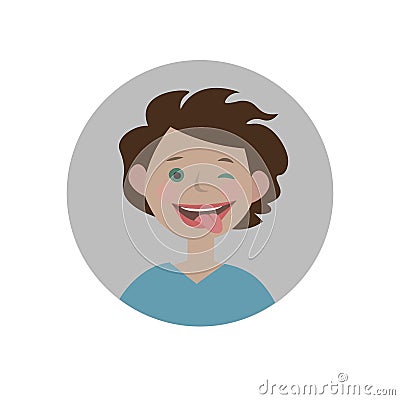 Eyewink with tongue emoticon. Silly expression icon. Vector Illustration