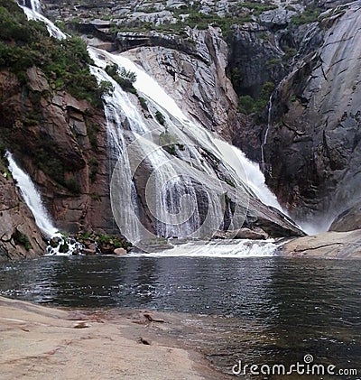 Ezaro river waterfall, in carnota, la coruÃ±a, spain, europe Stock Photo