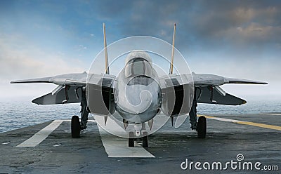 F 14 Tomcat jet fighter on a carrier deck Stock Photo