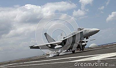 F-18 Hornet landing Stock Photo