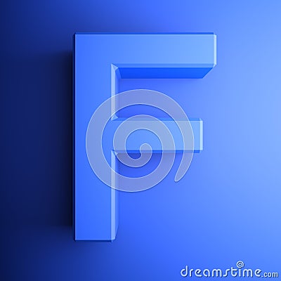 F alphabetic letter blue, isolated on blue background - 3D rendering illustration Cartoon Illustration