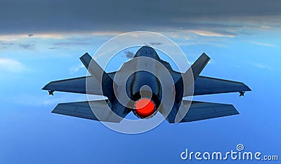 F 35 , american military fighter plane.Jet plane. Fly in clouds Stock Photo