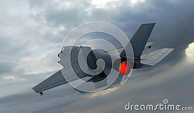 F 35 , american military fighter plane.Jet plane. Fly in clouds Stock Photo