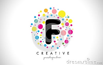 F Bubble Dots Letter Logo Design with Creative Colorful Bubbles. Vector Illustration