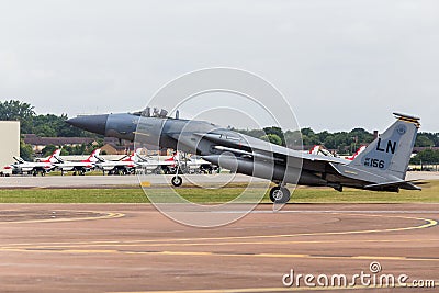 USAF F-15C Eagle touches down Editorial Stock Photo